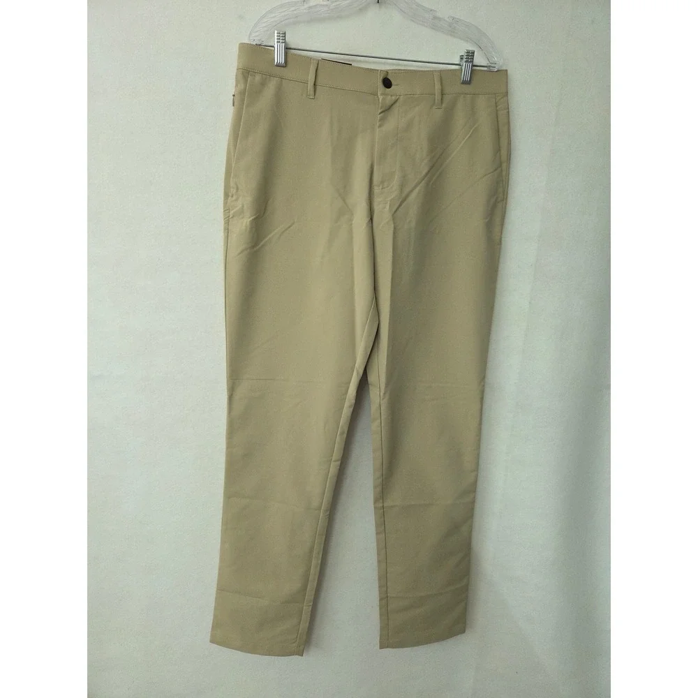 Banana Republic Mens Flat Front Performance Pants Tan Beige 34x34 (36x34) NEW